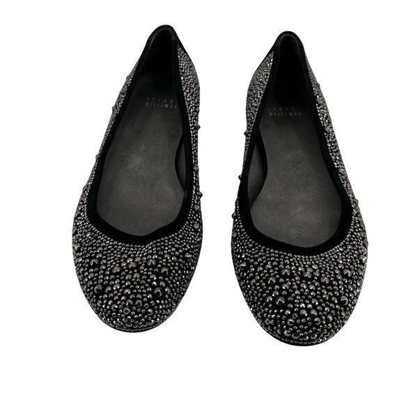 Stuart Weitzman Black Nubead Studded Ballet Flats Size 8 Women’s - Picture 1 of 7